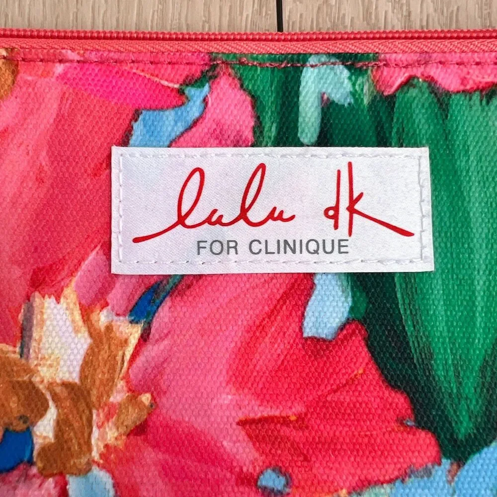 LuLu Dk For Clinique Limited Edition GWP Flower Makeup Cosmetic Zip Travel Bag